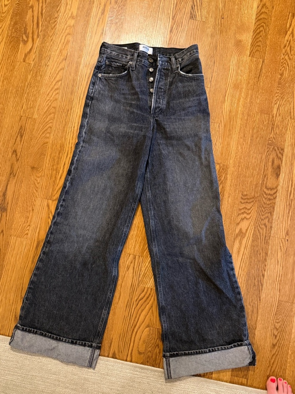 Agolde Dame Jeans Black Wash - High-Rise Wide Leg Jeans